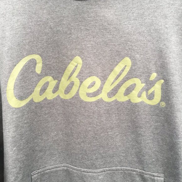 Cabelas Hoodie Sweatshirt Mens Large Gray Green Pullover Kangaroo Pouch - Picture 3 of 8